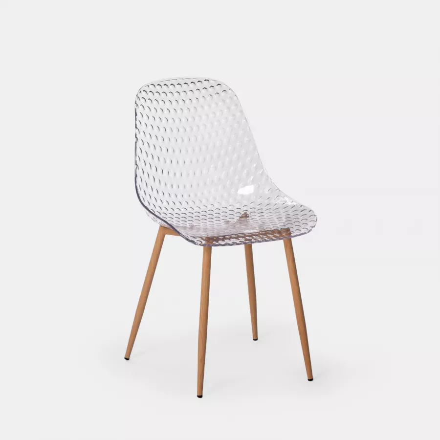 Set 4 sedie trasparenti con gambe in legno - Brillia