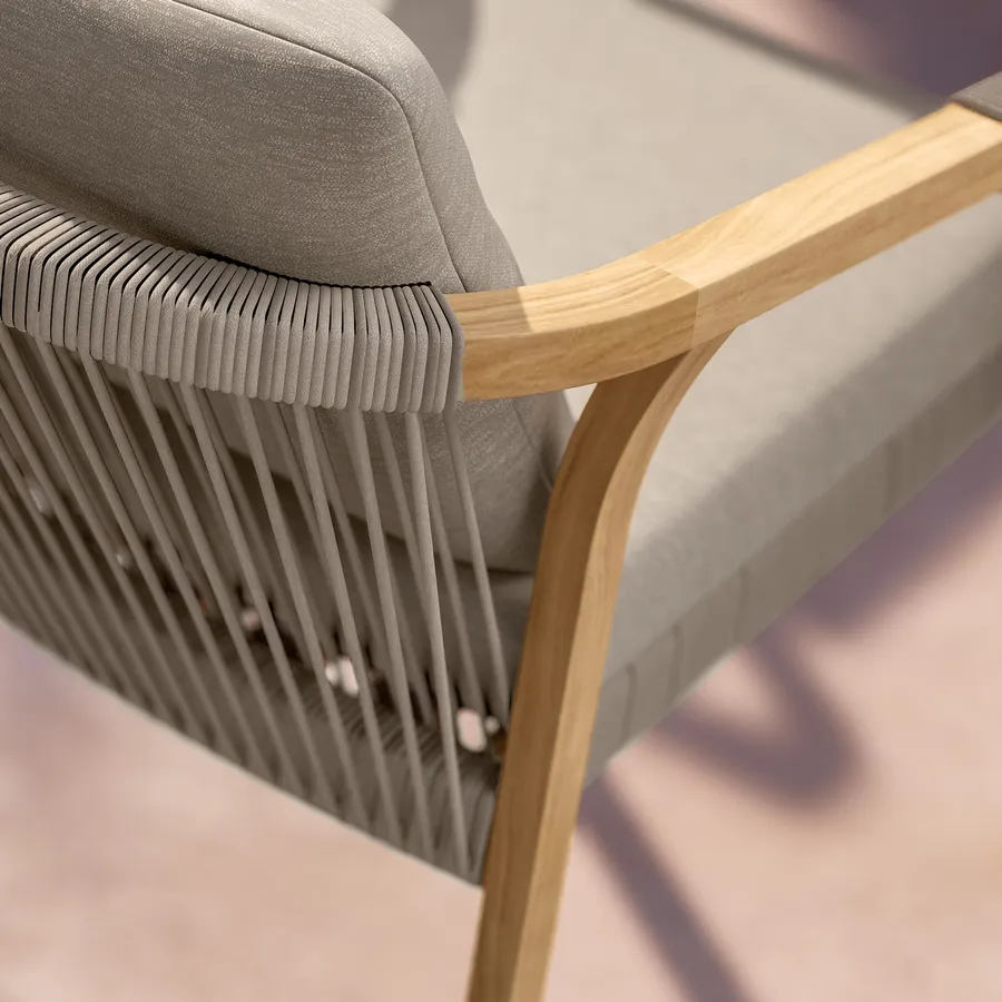 Great Deal Furniture Louise Sedia Da Giardino In Legno Di Acacia Con Cuscino Blu – Stile Mid-Century Per Esterni - 2