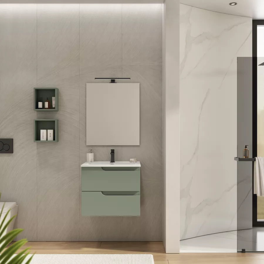 Mobile Bagno Briebe Eterna 80 Cm - Stile Vintage, 1 Cassetto + 1 Anta, Bianco E Rovere