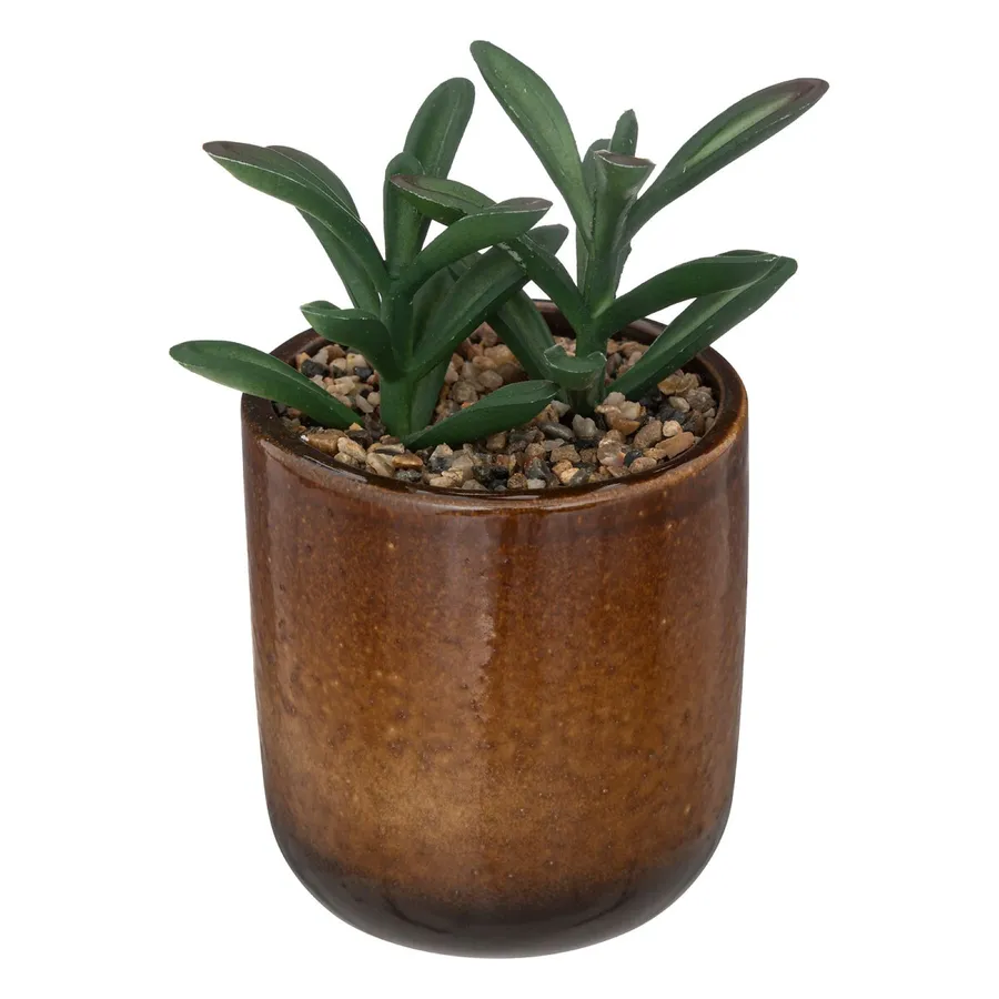 Atmosphera Pianta Artificiale Pensile In Vaso Di Ceramica – H 20 Cm – Con Corda In Iuta