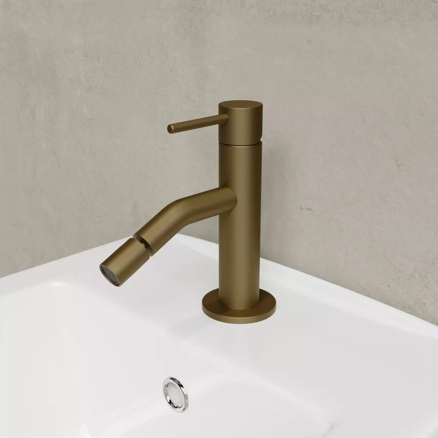 Set miscelatore lavabo alto con bidet senza scarico oro satinato - Sand