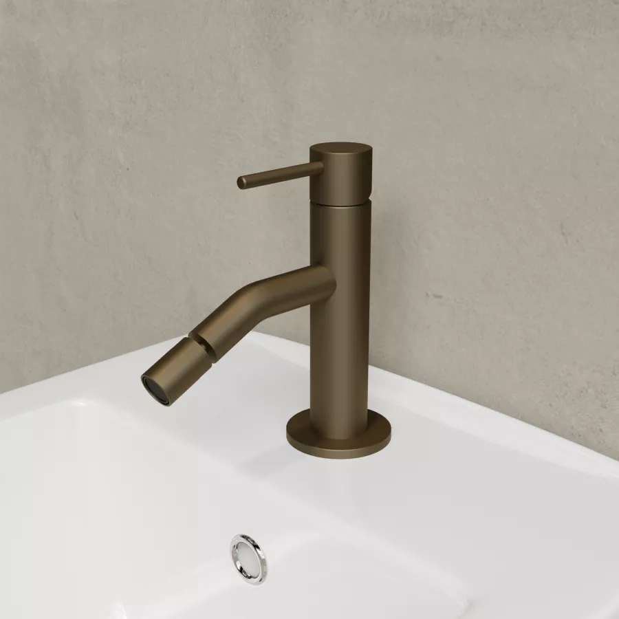 Set miscelatore lavabo con bidet senza scarico ottone satinato - Sand