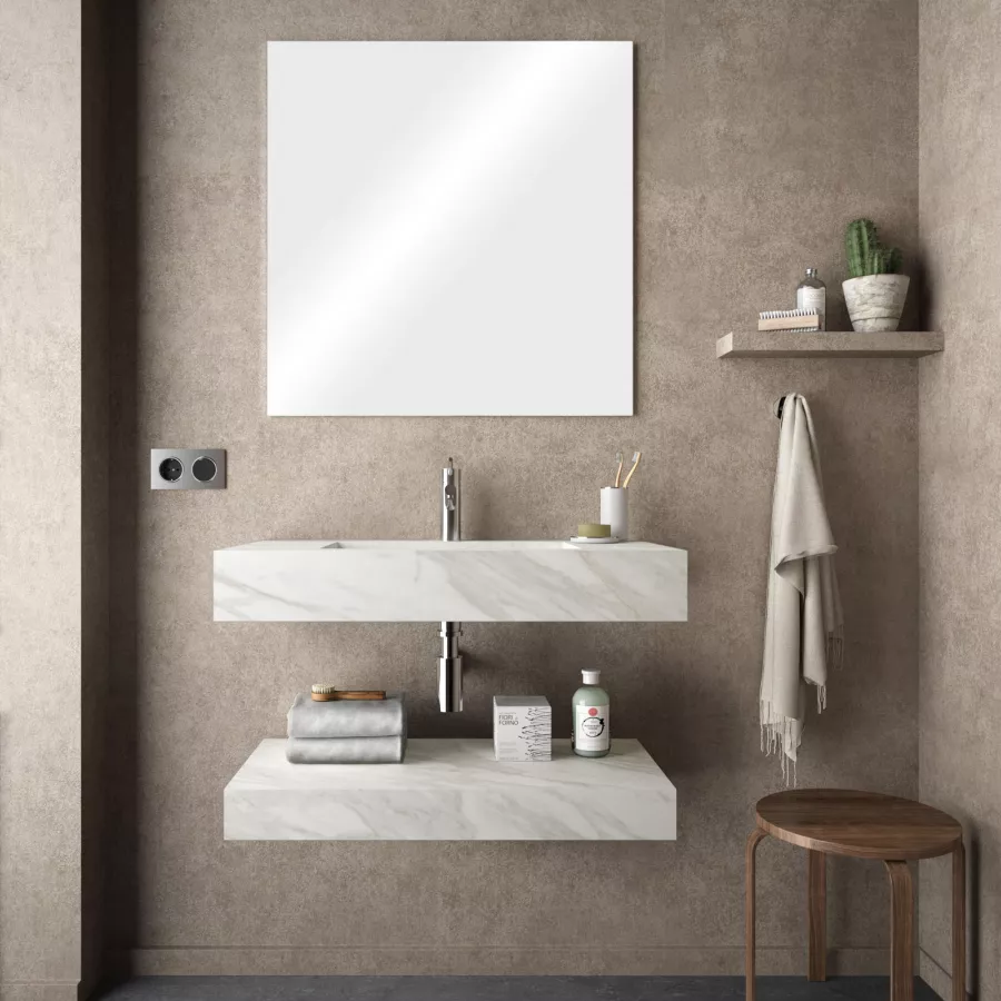 Lavabo Sospeso Rettangolare 100x46 Cm In Hpl Con Top Sospeso Marmo Lavabo Sospeso Rettangolare 100x46 Cm In Hpl Con Top Sospeso Marmo