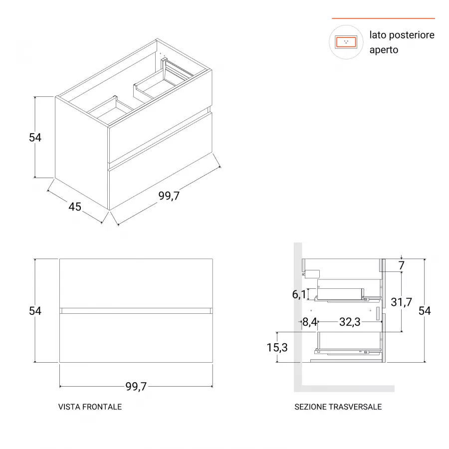 Mobile bagno sospeso 100 cm rovere africa con lavabo in hpl cemento alfa -  Jalama