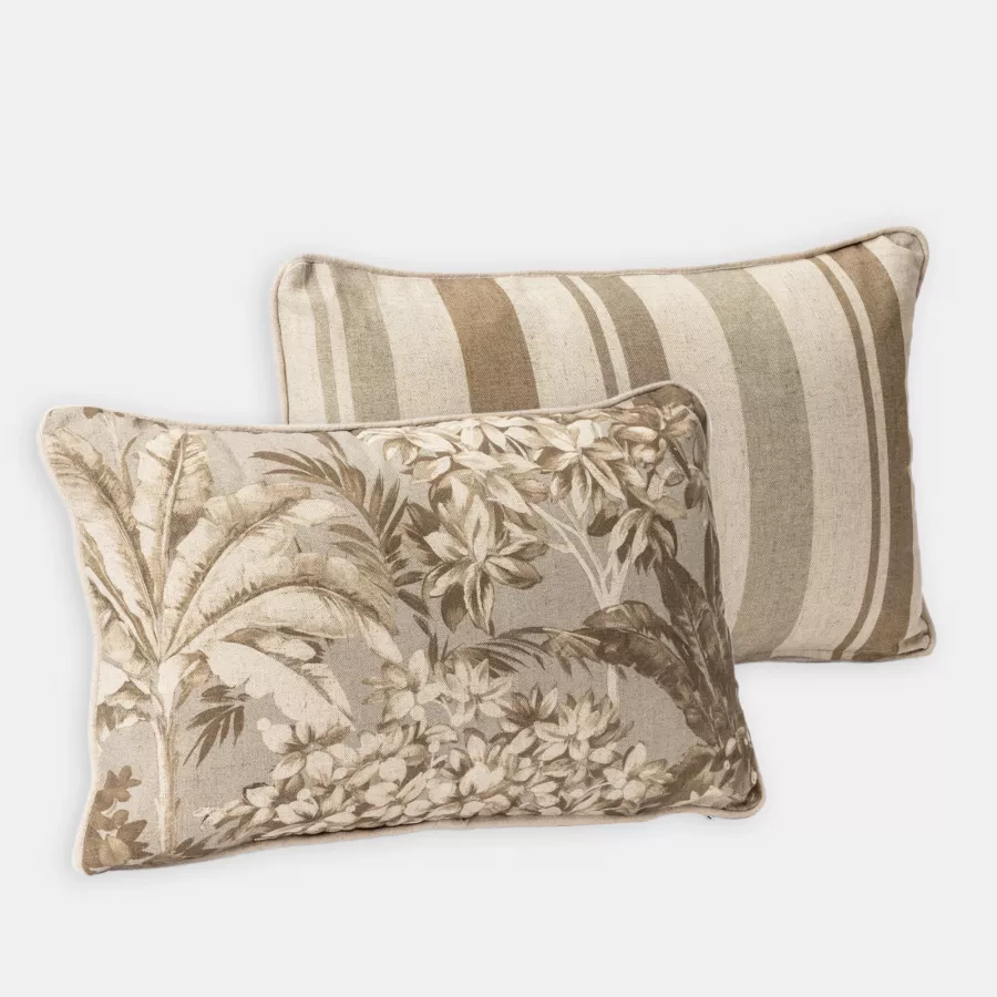 Cuscino Rettangolare Vivaraise Maia 30x50 Cm, Colore Tortora, Cotone Stonewashed Con Chiusura A Patta - 4