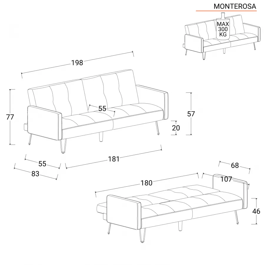 Madia 150x70h cm in legno noce con disegni geometrici e gambe nere - Olsen