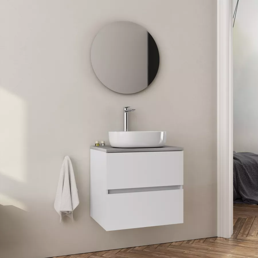 Colonna bagno 35 x 36 x 100h cm con specchio e cassetto con anta