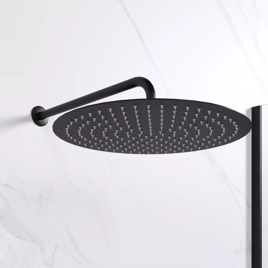 Set doccia - nero opaco, soffione, braccio doccia e miscelatore doccia