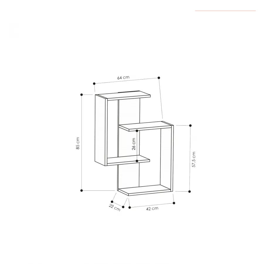 Mensola angolare 42x85h cm in legno bianco e rovere scuro - Kantiko