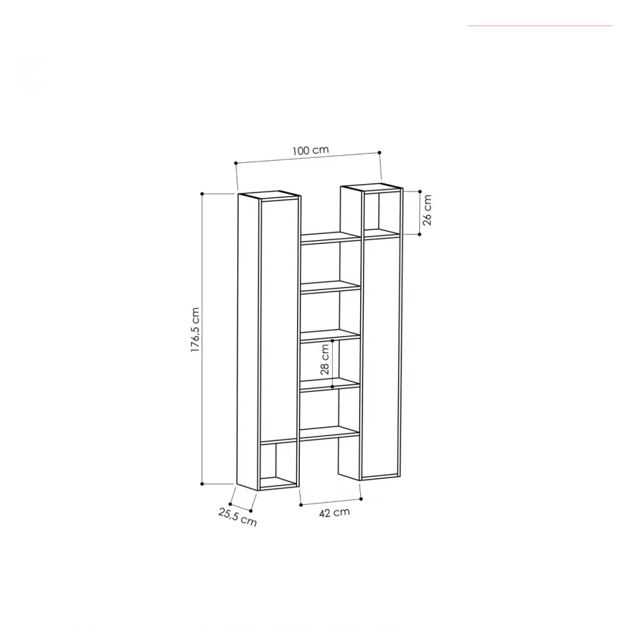 Mensola 75x22 cm in legno rovere scuro - Kantiko