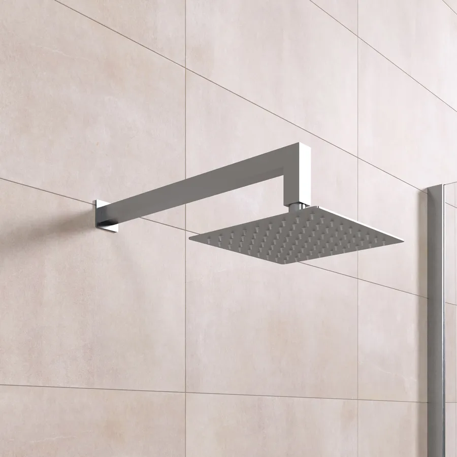 Soffione Doccia Quadrato Ultraslim TEXAS 20x20 Cm – Acciaio Inox Satinato, Adattabile A Parete O Soffitto