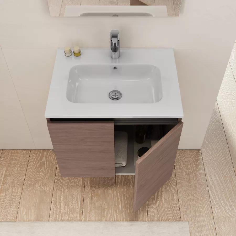 ANTAO Colonna bagno sospeso in legno massello con ante By Villeroy