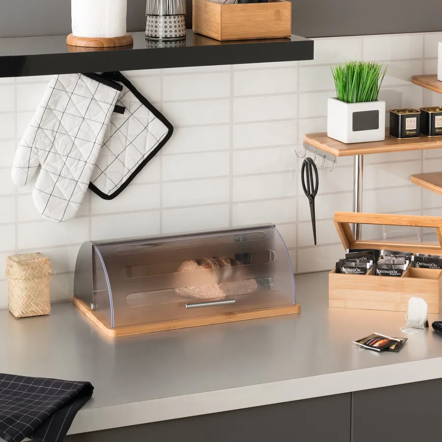 Contenitore per alimenti, in ceramica, ermetico, con coperchio in bambù sigillato, contenitore per alimenti da cucina, per tè, zucchero, chicchi di caffè, noci e spezie (bianco, 800 ml