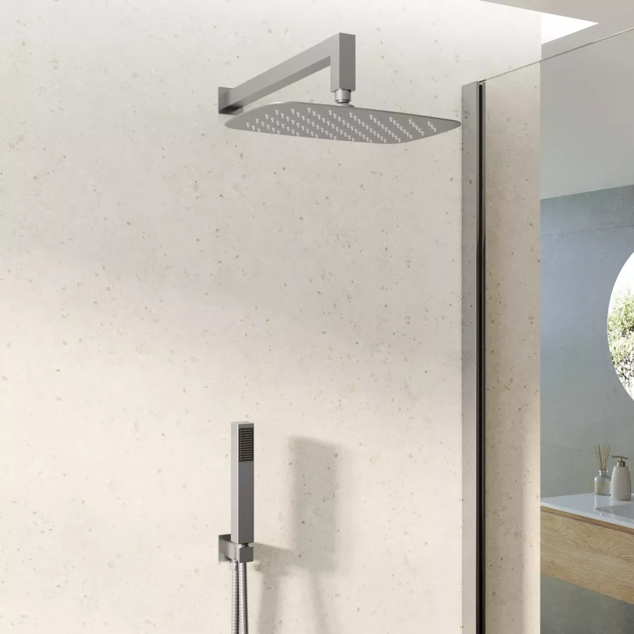 Set Doccia Cromato Nobili Hof Completo Di Soffione Tondo 25 Cm E Miscelatore Incasso