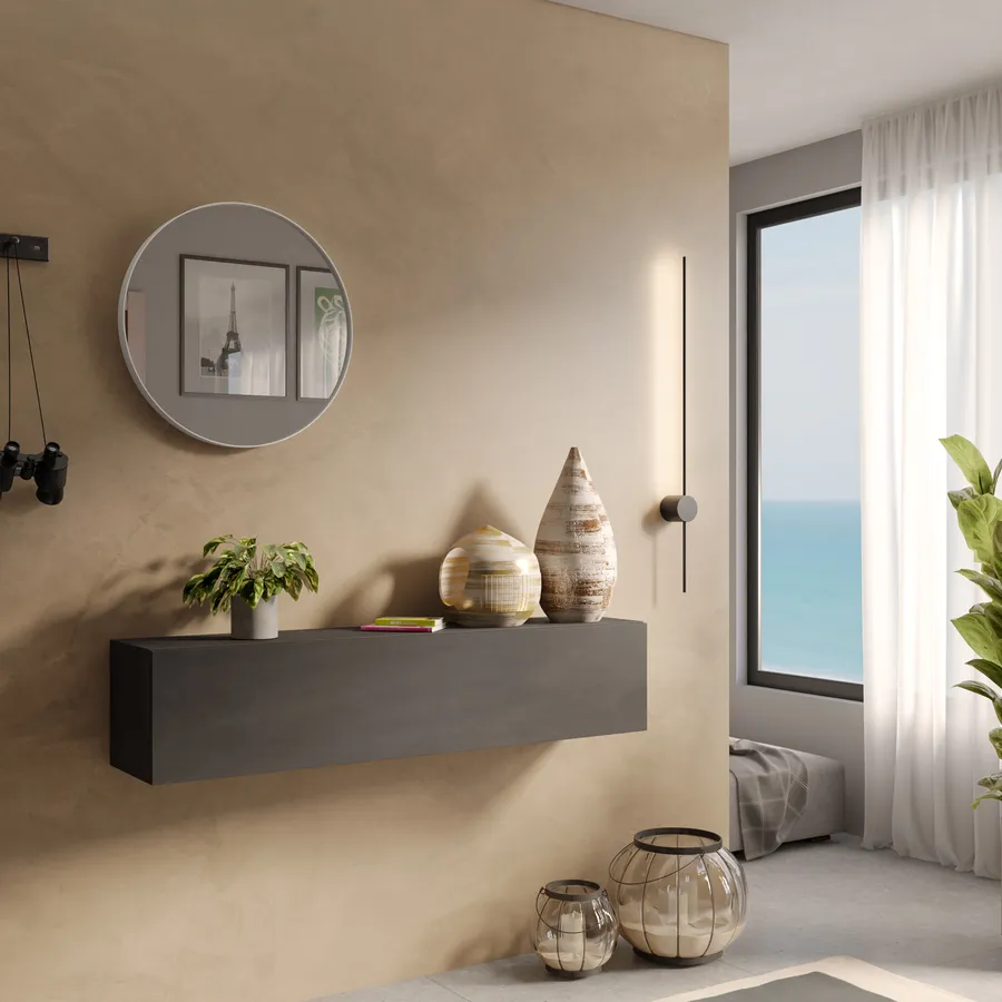 Consolle sospesa 138x28h cm lava con anta reversibile - Clary