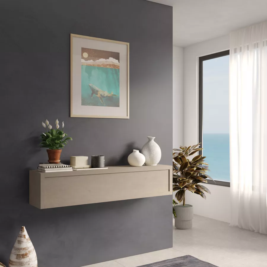 Consolle sospesa 138x29h cm argilla con cornice - Clary