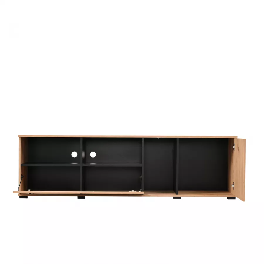 Credenza 84,5x153,5h cm con due ante in legno rovere savana e nero - Hollis