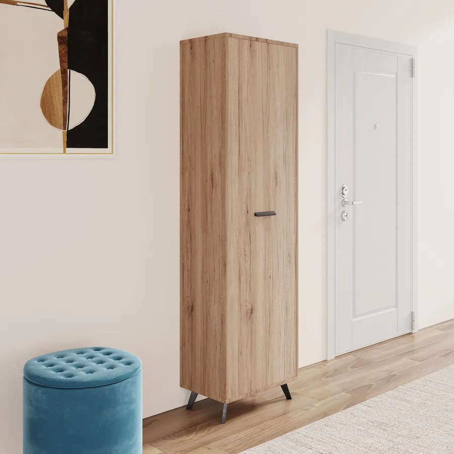 Mobile Ingresso Ines 100 Cm Con 2 Mensole – Design Rovere/Nero In Melamina E Acciaio - 5