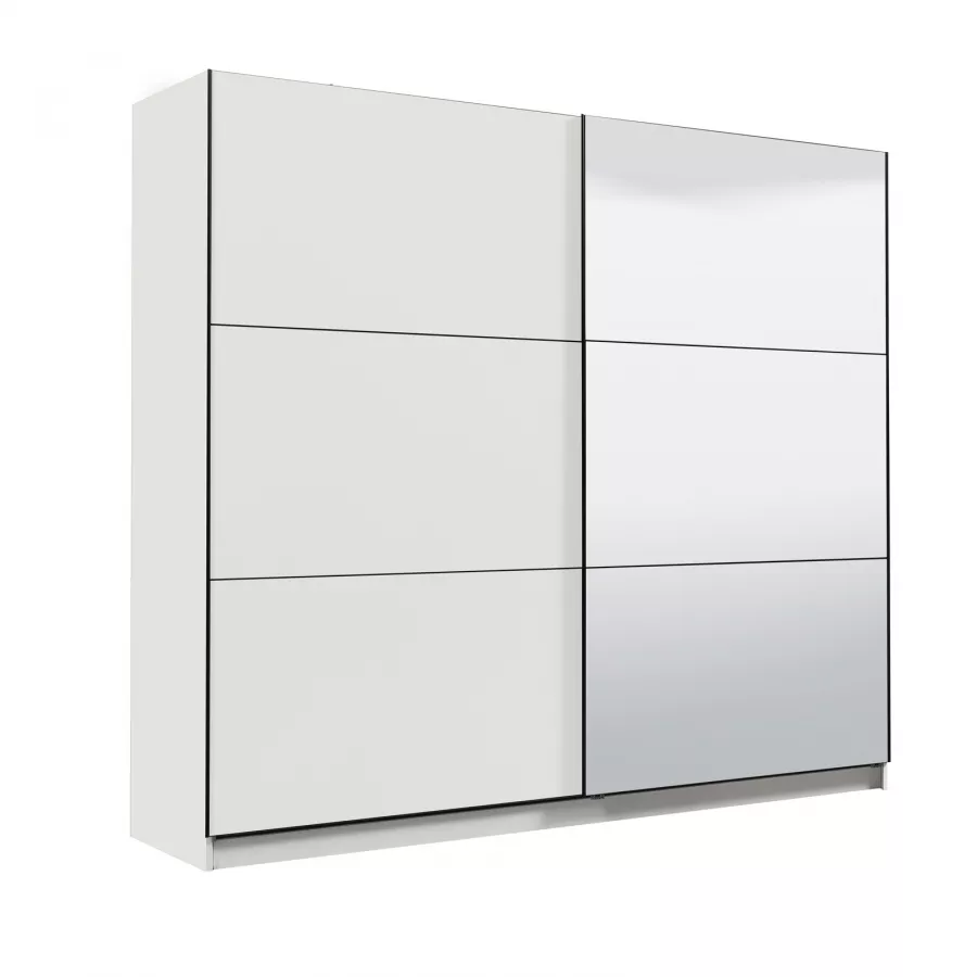 Armadio 237x210h cm con specchio e 2 ante scorrevoli bianco - Rufus