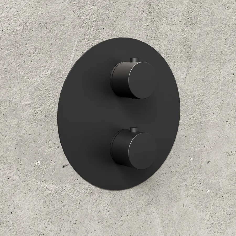 Miscelatore Doccia Termostatico Nero - Rubinetto Da Muro Con Sicurezza 38°C, Design Rotondo - Foto 2