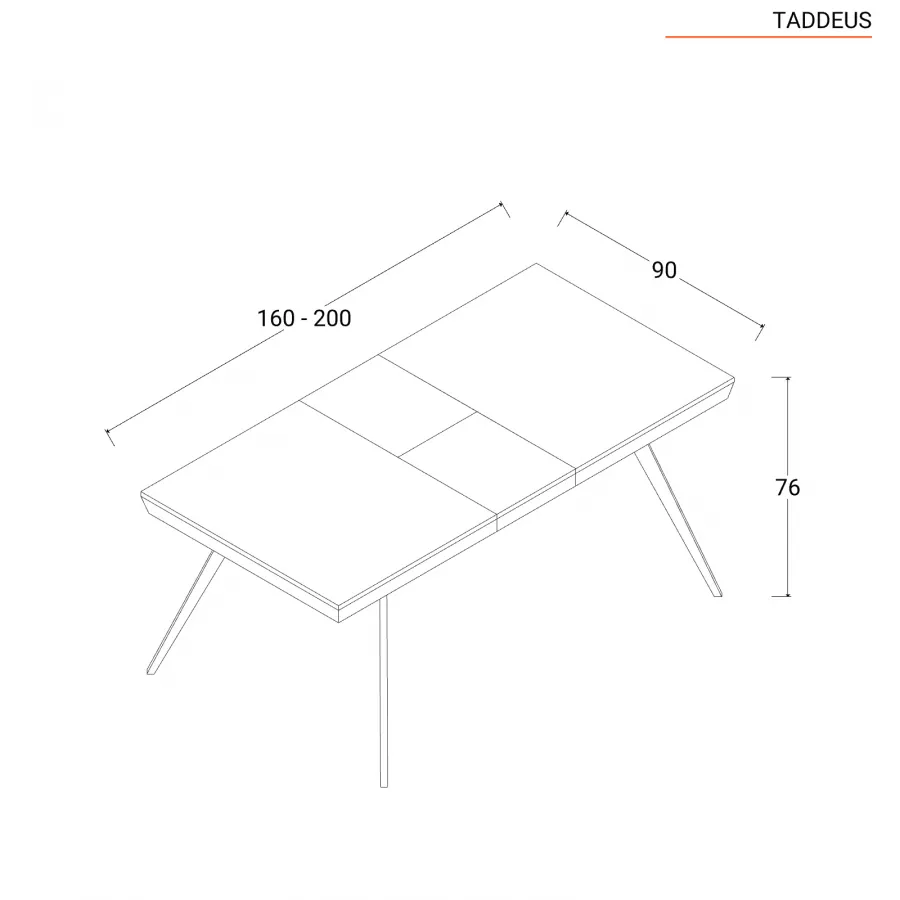 Tavolo allungabile 160/200x90 cm piano in ceramica effetto marmo