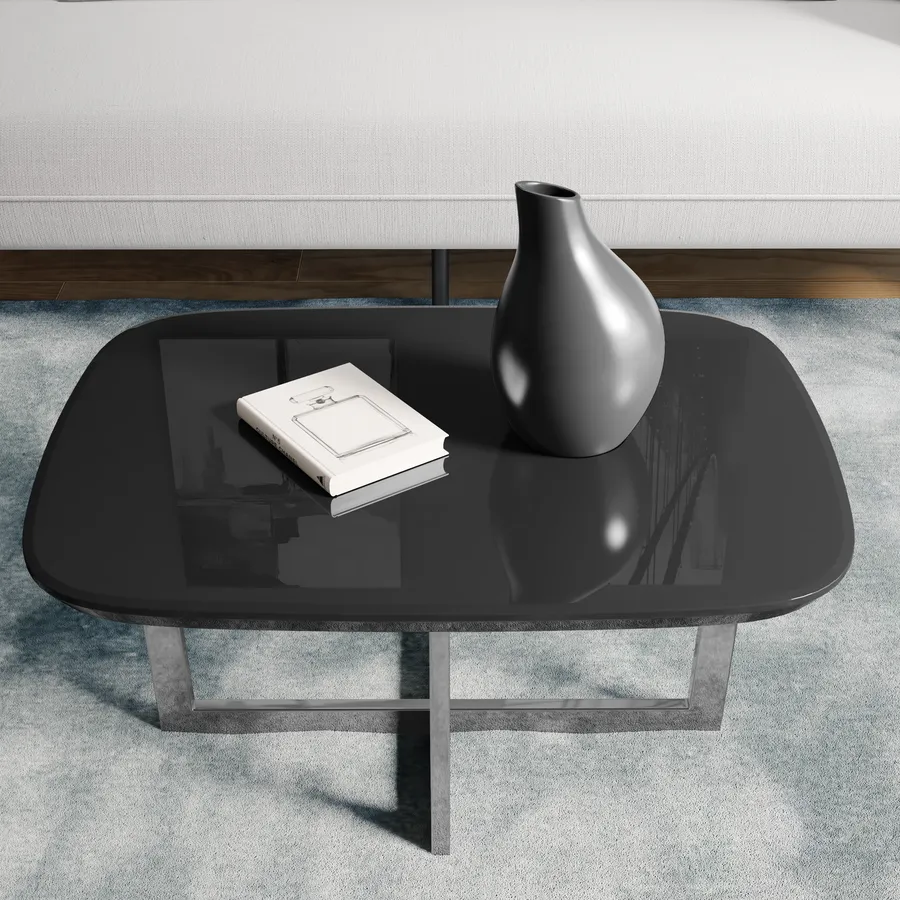 Tavolino Da Salotto Rotondo - Piano In Vetro Temperato Fumè 80 Cm, Gambe In Metallo Nero, Altezza 45 Cm
