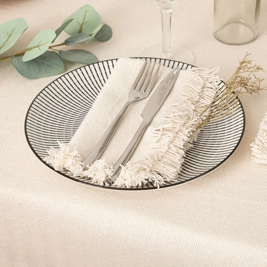 Set di 10 tovaglioli a quadretti fatti a mano: decorazione da