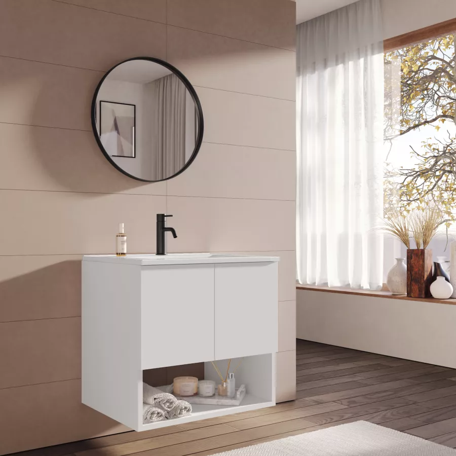 Lavabo bagno da appoggio colore opaco bianco 60cm