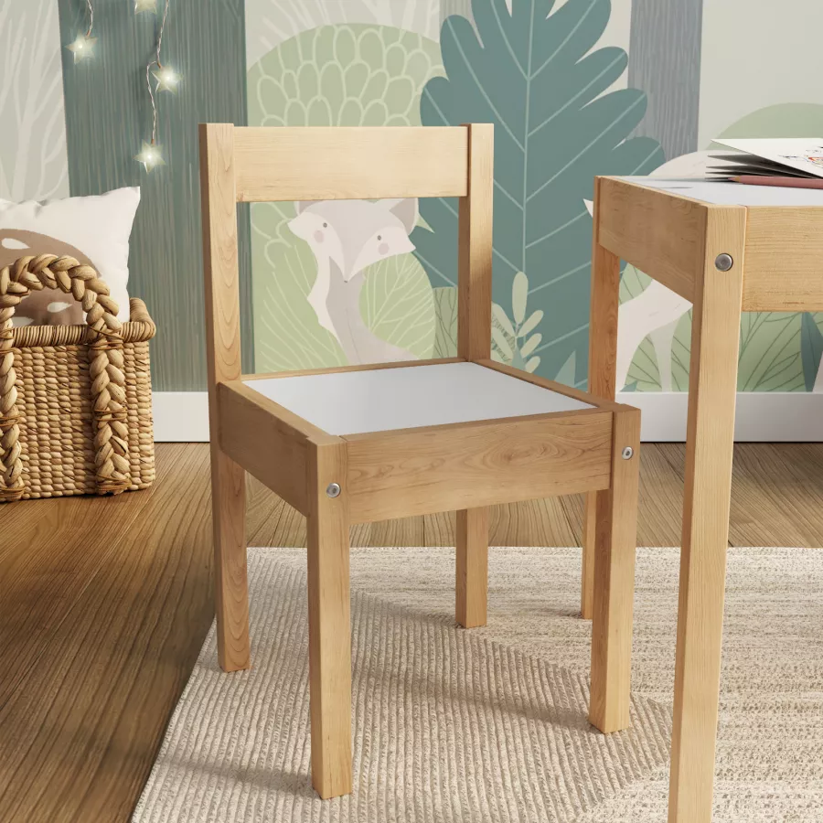 Set tavolo con 2 sedie per bambini in legno