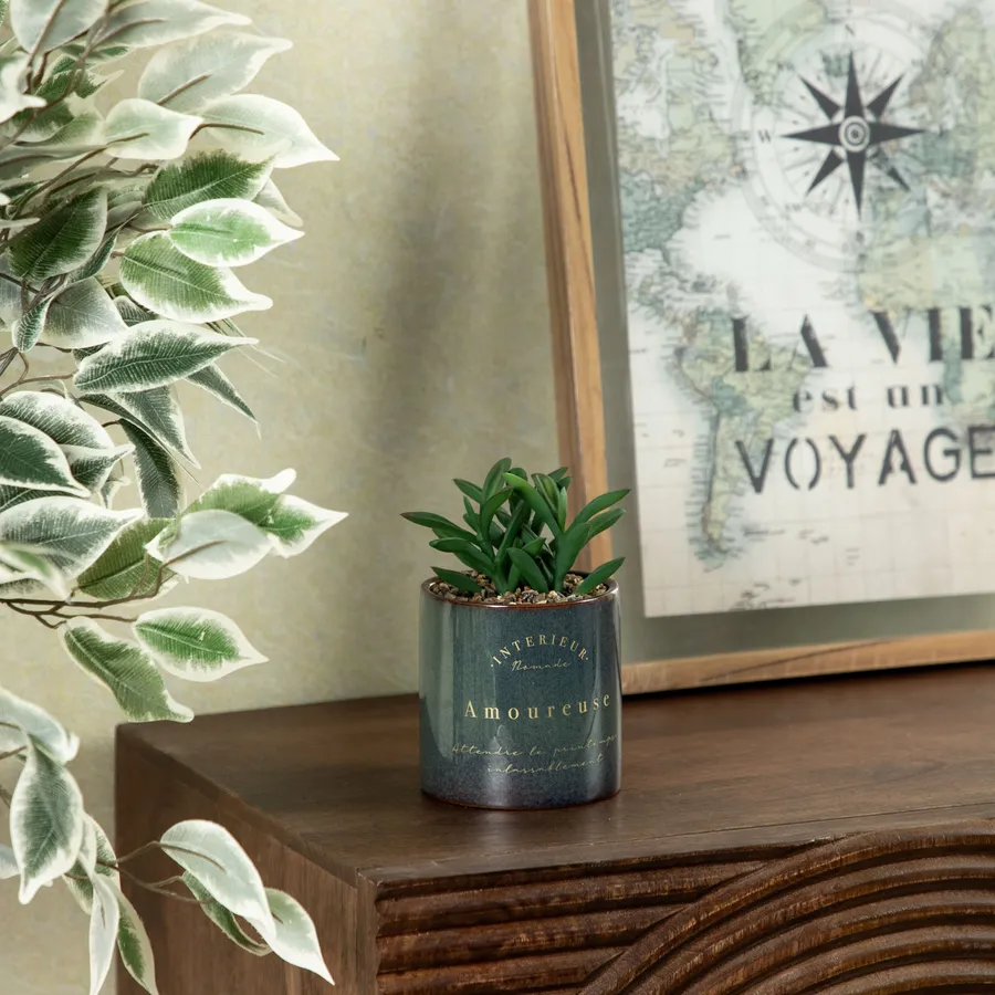 Vaso Di Carta Yuki Bicolore Petrolio Con Cilindro In Vetro – Chiusura Magnetica, Altezza 13 Cm