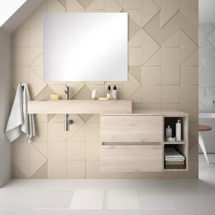 Mobile Bagno Sospeso Cm Rovere Atlas Con Lavabo Sx Cm In Hpl Rovere Polare Jalama