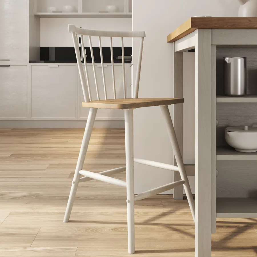 Furniture Of America Poltrona Dedee Accent, Stile Moderno Boho, In Rovere Chiaro E Tessuto Bouclé Bianco, Con Struttura In Legno Massello - 4