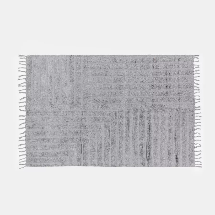 Tappeto 170x120 cm in cotone a righe grigio