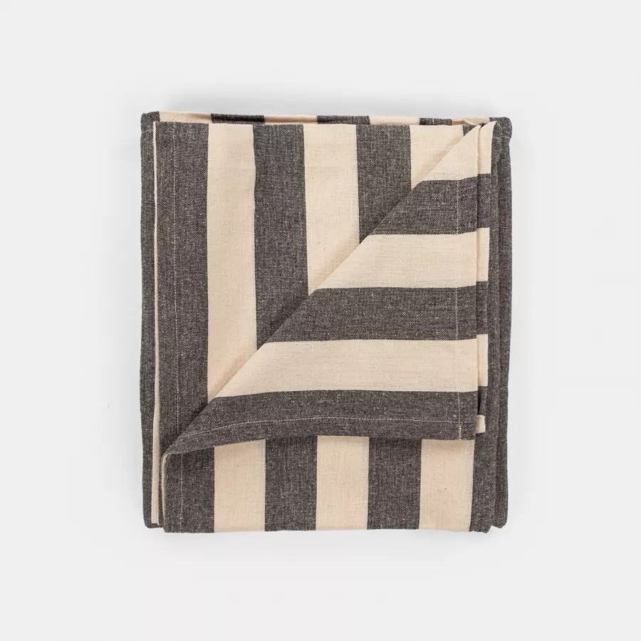 Tovaglia In Cotone 140x180cm Roma Stripes Grigio - Elegante E Lavabile