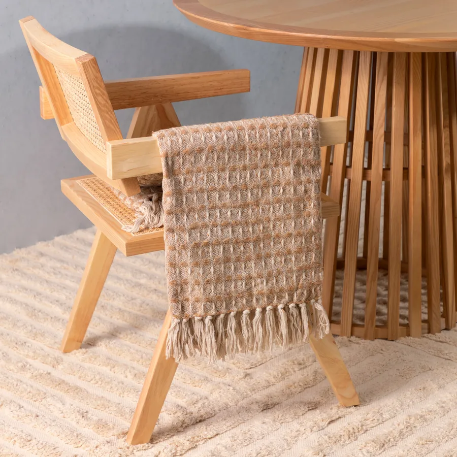Coperta In Cotone Beliani Nera Con Frange, 130x160 Cm, Morbida, Stile Scandinavo, 100% Cotone
