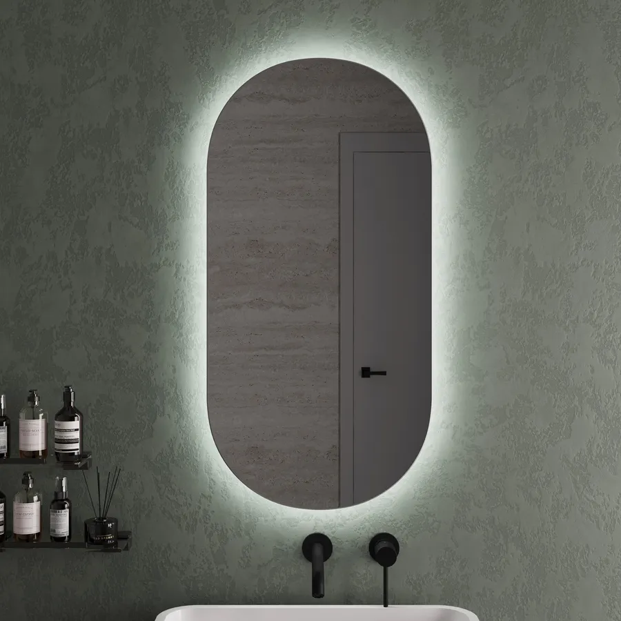 LEDIMEX Specchio Retroilluminato Quadrato 90cm – Modello Austria, Luce Frontale Fredda, Vetro Di Sicurezza - 3