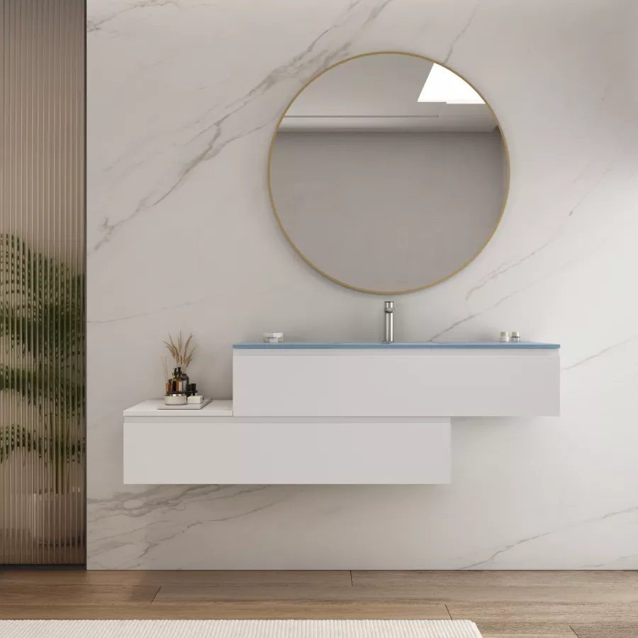 Mobile bagno bianco opaco sospeso da 240 cm