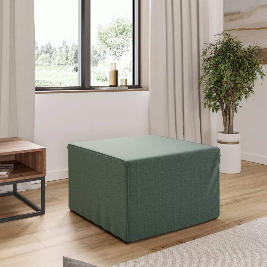 Pouf letto singolo pieghevole 70x70 cm in tessuto verde con materasso -  Gliss