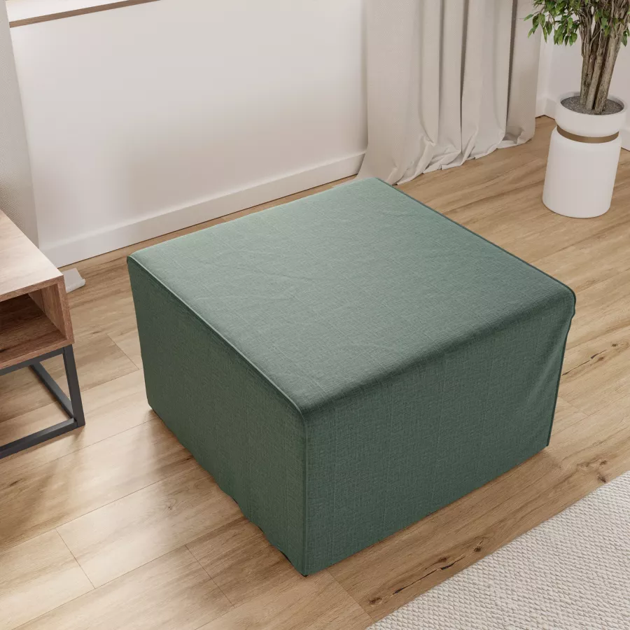 Pouf letto singolo pieghevole 70x70 cm in tessuto verde con materasso -  Gliss