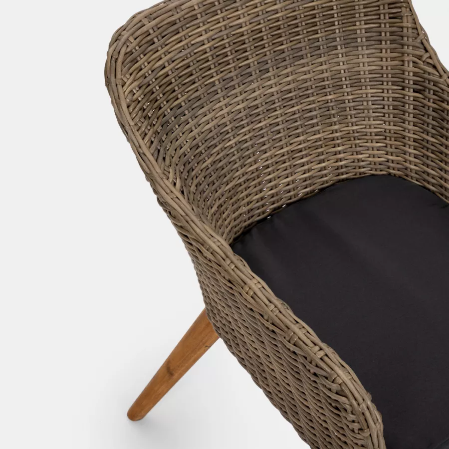 Set 2 Poltrone Da Giardino In Polyrattan Marrone Halden: Con Cuscini Verdi Sfoderabili, Telaio In Acciaio, Dimensioni 60x59x83cm - 3