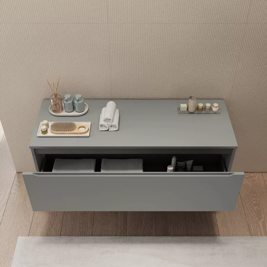 Cassettone bagno sospeso 120 cm grigio opaco - Sleek