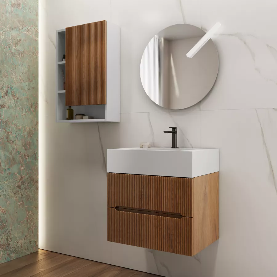 Mobile bagno sospeso 115 cm in metallo cromato con lavabo