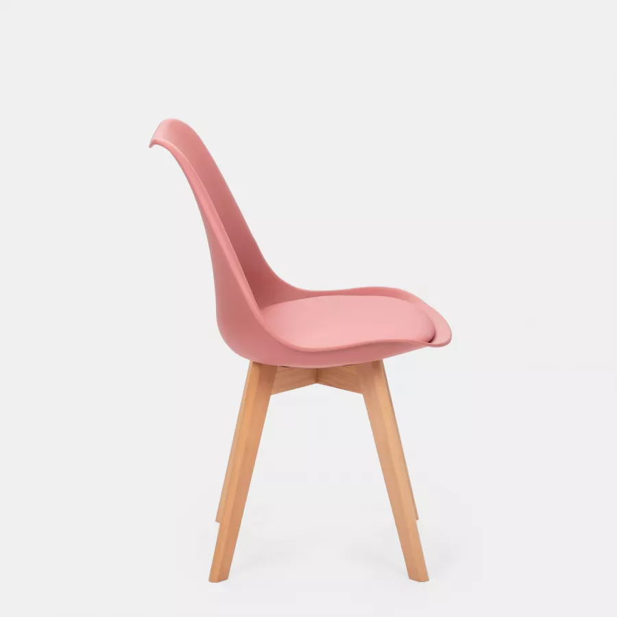 Set 4 sedie scandi rosa antico gambe in legno con cuscino - Alborg Plus