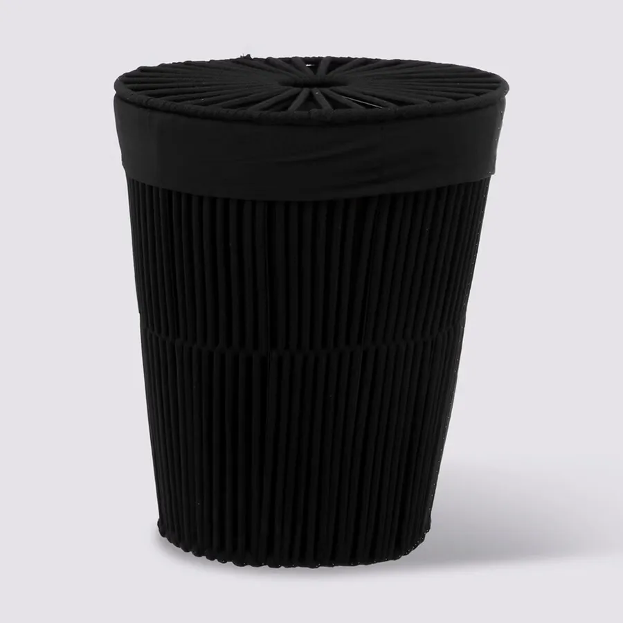 vidaXL Cesto Portabiancheria con Ruote Nero 60x35x60,5 cm Rattan
