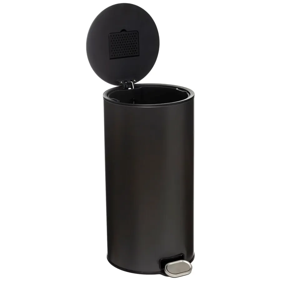 Alpine Pattumiera Semicircolare 30L In Metallo Nero – Design Salvaspazio Per Ufficio, Bagno E Hall