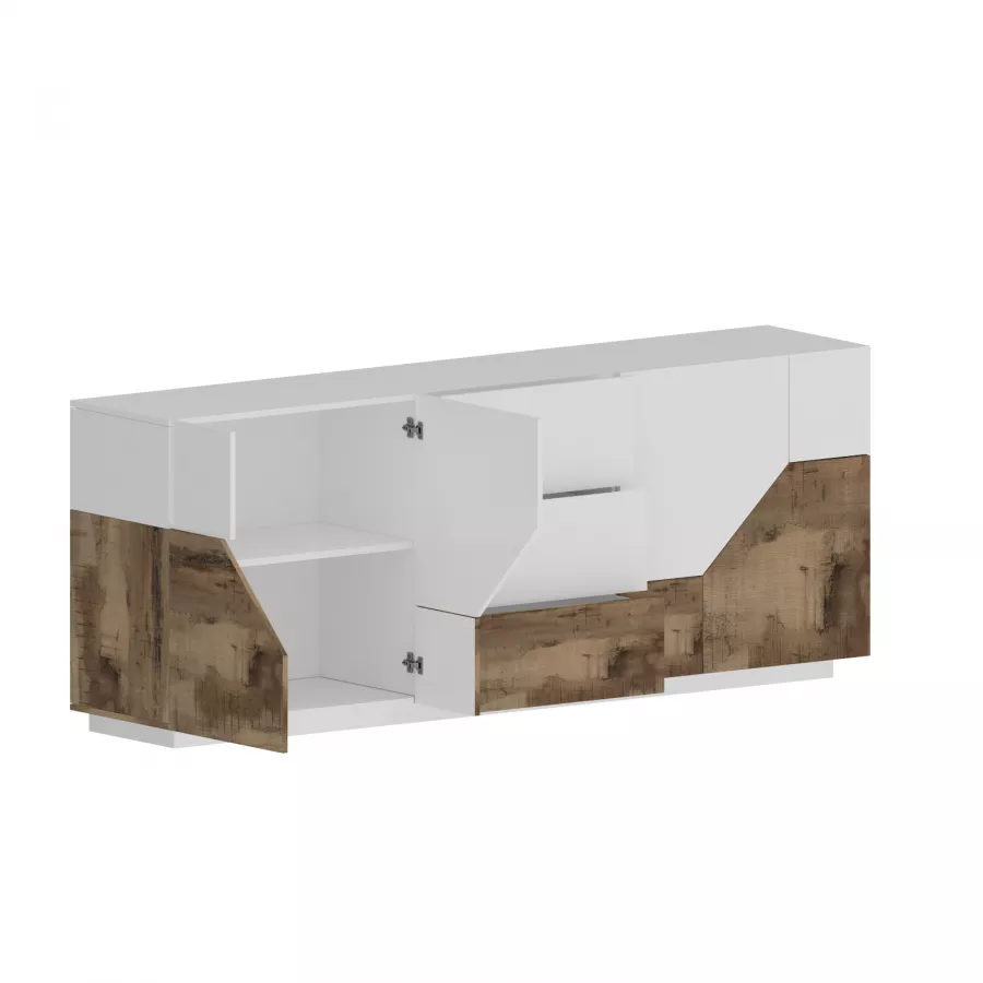 Mobile porta tv 260 cm con 4 ante e 2 cassetti in legno bianco lucido -  Diako