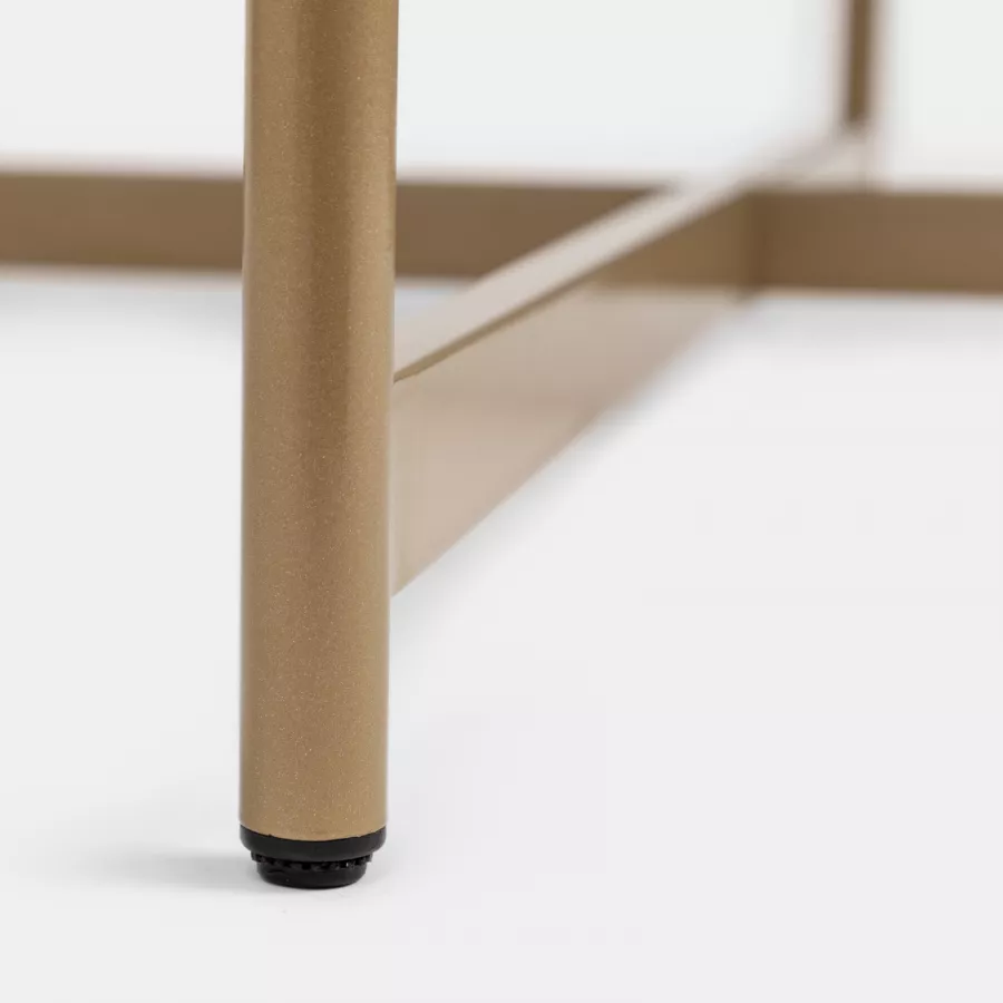 Tavolino rotondo 93 cm piano effetto marmo e gambe in metallo oro - Funky