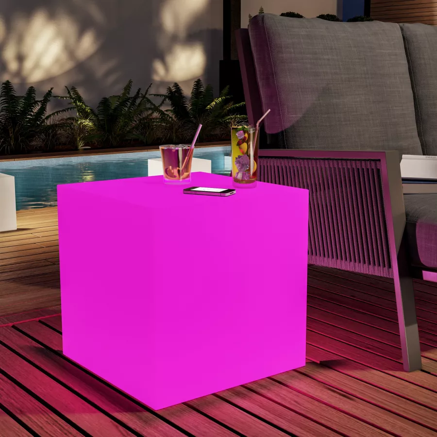 Mr.Go 30cm Impermeabile Luce LED Sgabello Cubo Cambiamento Colore con Telecomando, RGB Mood Light Dimmerabile Luce Notturna Ricaricabile Sede Cubo