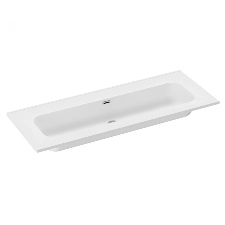 Lavabo da incasso doppio monoforo 120x46 cm bianco opaco - Adamo