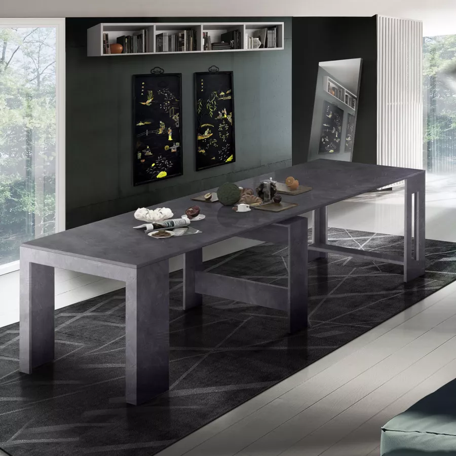 Tavolo consolle allungabile 51-300x90 cm in legno grigio ardesia - Jarvis